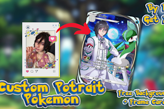 draw you custom tcg pokemon card, pokemon trainer, and pokemon tcg card