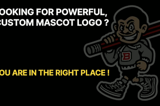 design custom cartoon mascot logo for sports team, brand, club or college