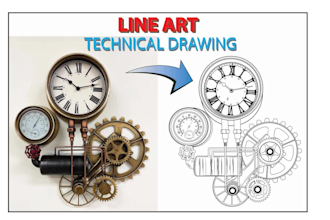 draw high quality technical drawing, patent drawing,product vector line art