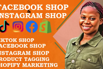 setup facebook shop, instagram shop, tiktok shop, and complete shopify marketing