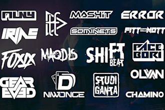design music, dj, rap, band typography, studio logo