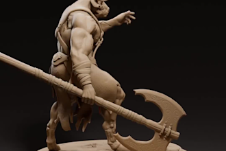 stylized 3d creature design,stl collectible statue, sculpted zbrush 3d character