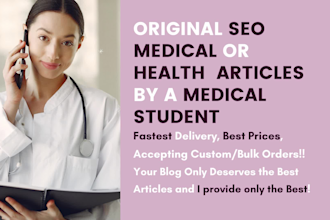 write SEO health articles or health blogs as a doctor