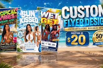 design premium summer beach party, pool event, instagram and motion flyer