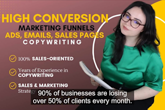 write copywriting marketing funnels ads, emails, sales pages