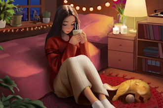 create a lofi loop animation music video for you