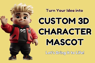 create 3d cute character, animal, mascot, cartoon character