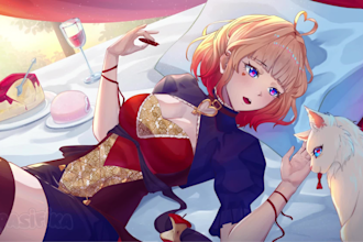 draw anime illustrations for pfp, oc design, content, game, vtuber, stream cover