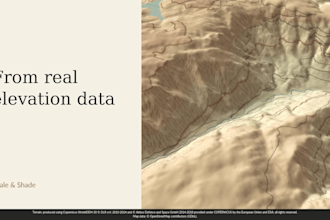 create a shaded relief or 3d terrain map from real elevation data