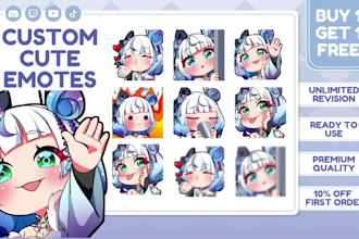 draw custom twitch emotes, chibi emotes, animated emotes for stream