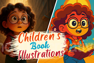 draw custom childrens book illustrations in 3 professional styles