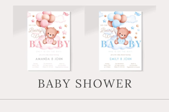 design baby shower invitation, baby shower stationery set
