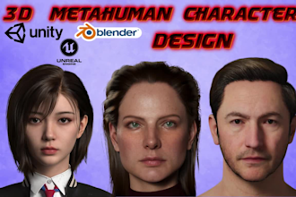 create 3d realistic character design for game and animation, metahuman rigging