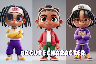 create 3d character modeling for game and animation in cartoon style