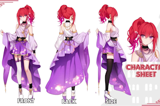 draw a character sheet for your oc, vtuber model, dnd, game