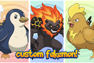 draw fakemon or pokemon art, pokemon trainer anime
