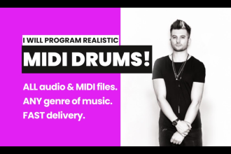 program amazing realistic midi drum beats for your song or track