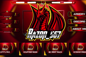 design twitch overlay, animated stream overlay package, kick, custom twitch logo