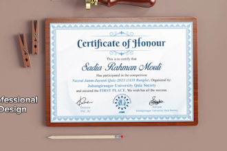 design a professional certificate for award and diploma