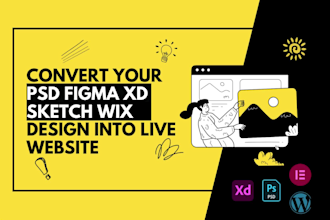 convert psd, xd, wix and figma to wordpress using elementor