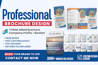 professional brochures, company profiles, bifold and trifold brochures