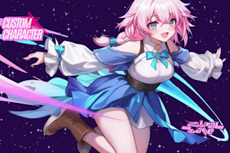 draw anime style illustration, oc, and fanart for you