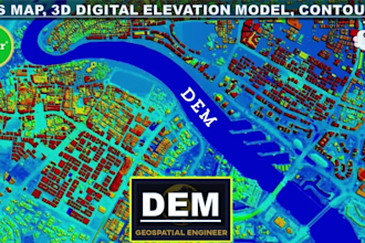 develop digital elevation model, topo contours, gis map, and 3d terrain analysis