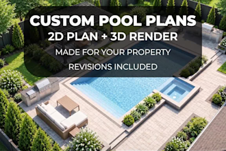 create custom pool design with realistic 3d renders