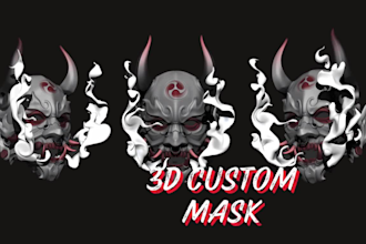 sculpt cosplay 3d mask, 3d helmet, 3d oni mask, japanese mask for 3d printing