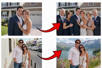 edit, add or remove people, objects, backgrounds from family or team photos