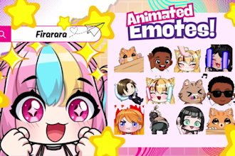 draw twitch emotes, chibi emotes, animated emotes, vtuber model for stream