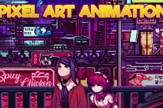 do 2d 8bit 16bit 32bit pixel art character looping lofi animation retro game art