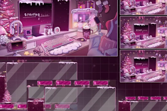design animated stream overlay vtuber anime style for twitch, kick, youtube