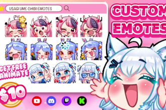 make twitch emotes, badge, and animated for discord, vtuber