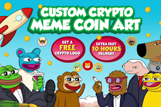 draw crypto meme coin art illustration and meme video for your project, website