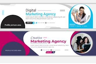 design a linkedin, twitter, facebook, and youtube banner