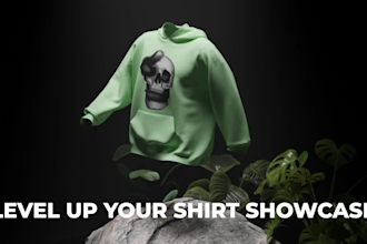 do 3d animated clothing mockup, 360 spin of your t shirt design, hoodie,crewneck