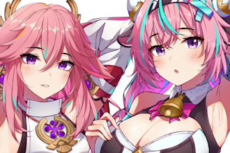 draw anime art ilustration, fan art, pfp, concept art, and vtuber