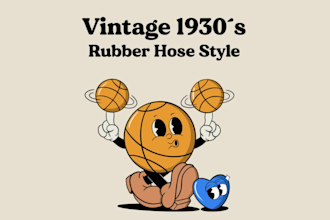 make a retro style cartoon illustration