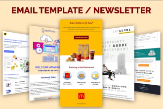 design editable email template or newsletter in klaviyo, aweber, kvcore, hubspot