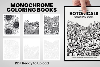 create monochrome book monochrome pages in any niche for kdp