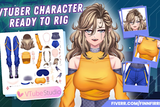 draw 2d vtuber model ready to rig live2d and character design