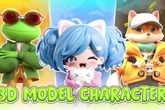 create 3d character modeling cute design for game printing animation in blender