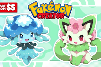 design custom fakemon, pokemon, pokemon fusion, pokemon trainer
