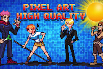 create 8bits pixel art sprite, character animation, game assets for any styles