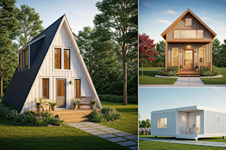 design and 3d render tiny houses, shipping container houses