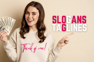 write short and sweet catchy slogans, taglines, brand names