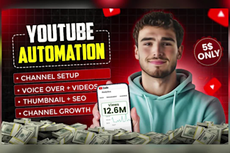 create faceless youtube automation channel with 30 cashcow videos and yt shorts