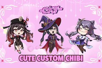 draw cute full body anime chibi characters