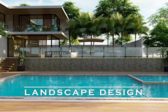 do 3d landscape design for front yard, backyard, and terrace